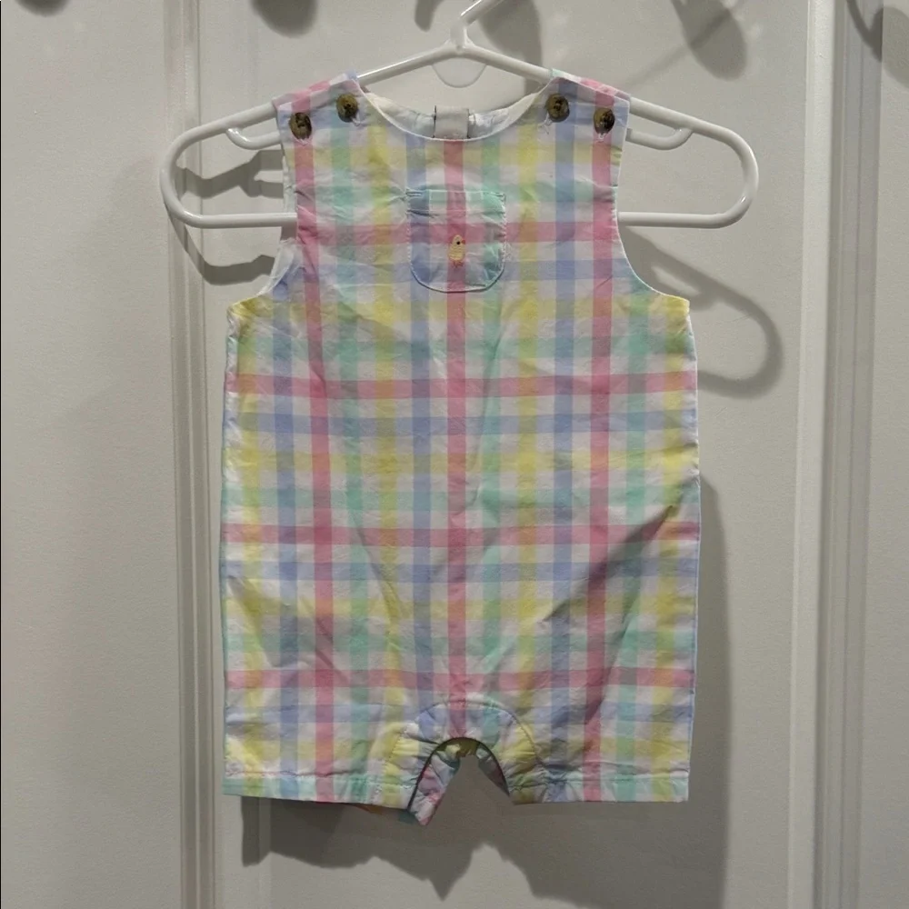 Janie and Jack Multicolor Checkered Baby Romper size 0-3 months NWT